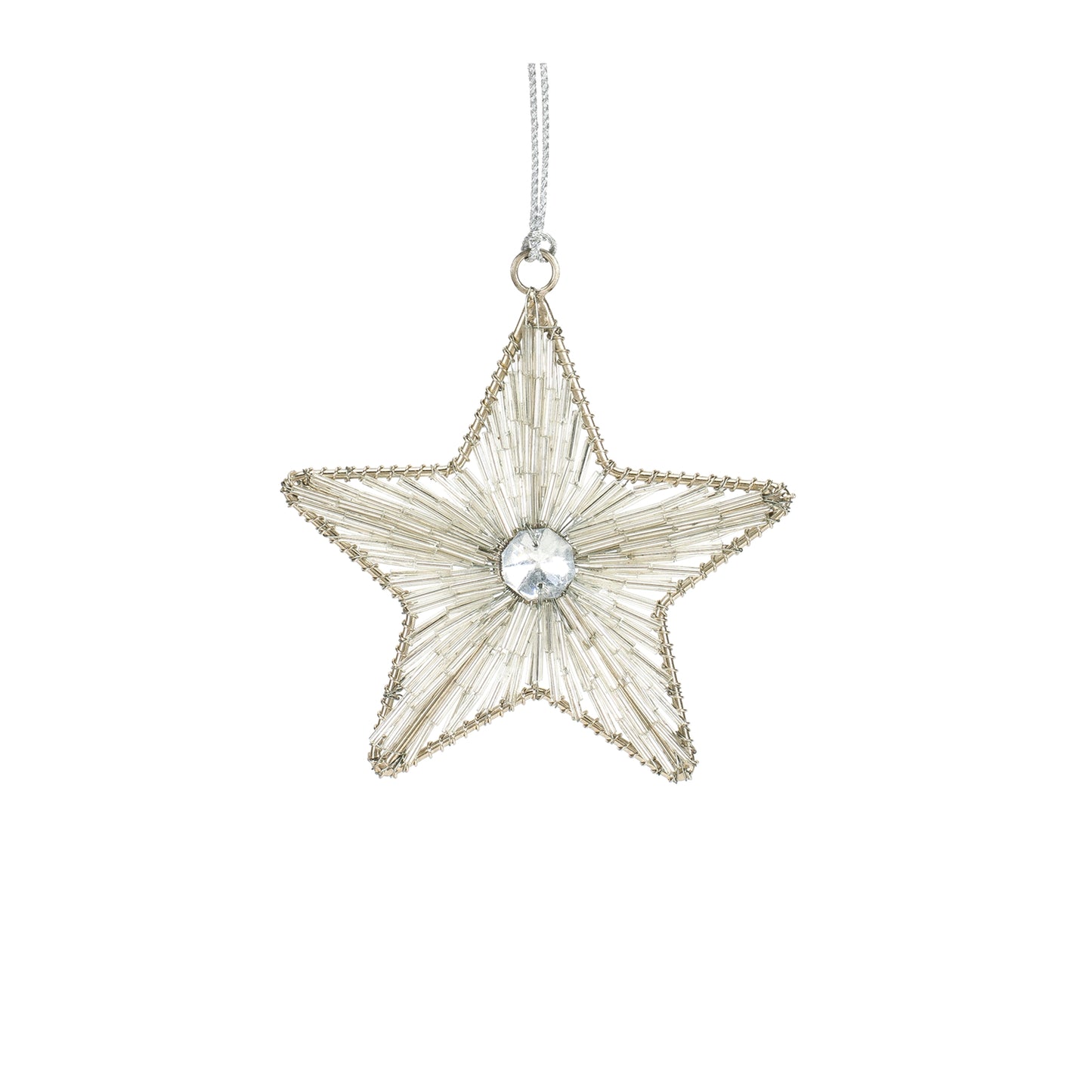 Star Ornament (Set Of 12) 4"H, 5.75"H Iron/Glass Bead