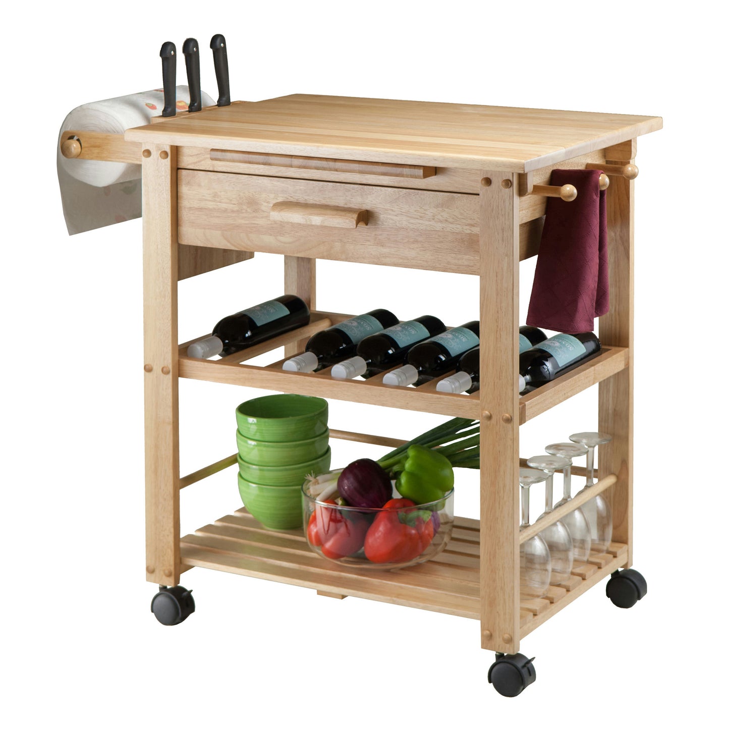 Finland Utility Kitchen Cart, Natural