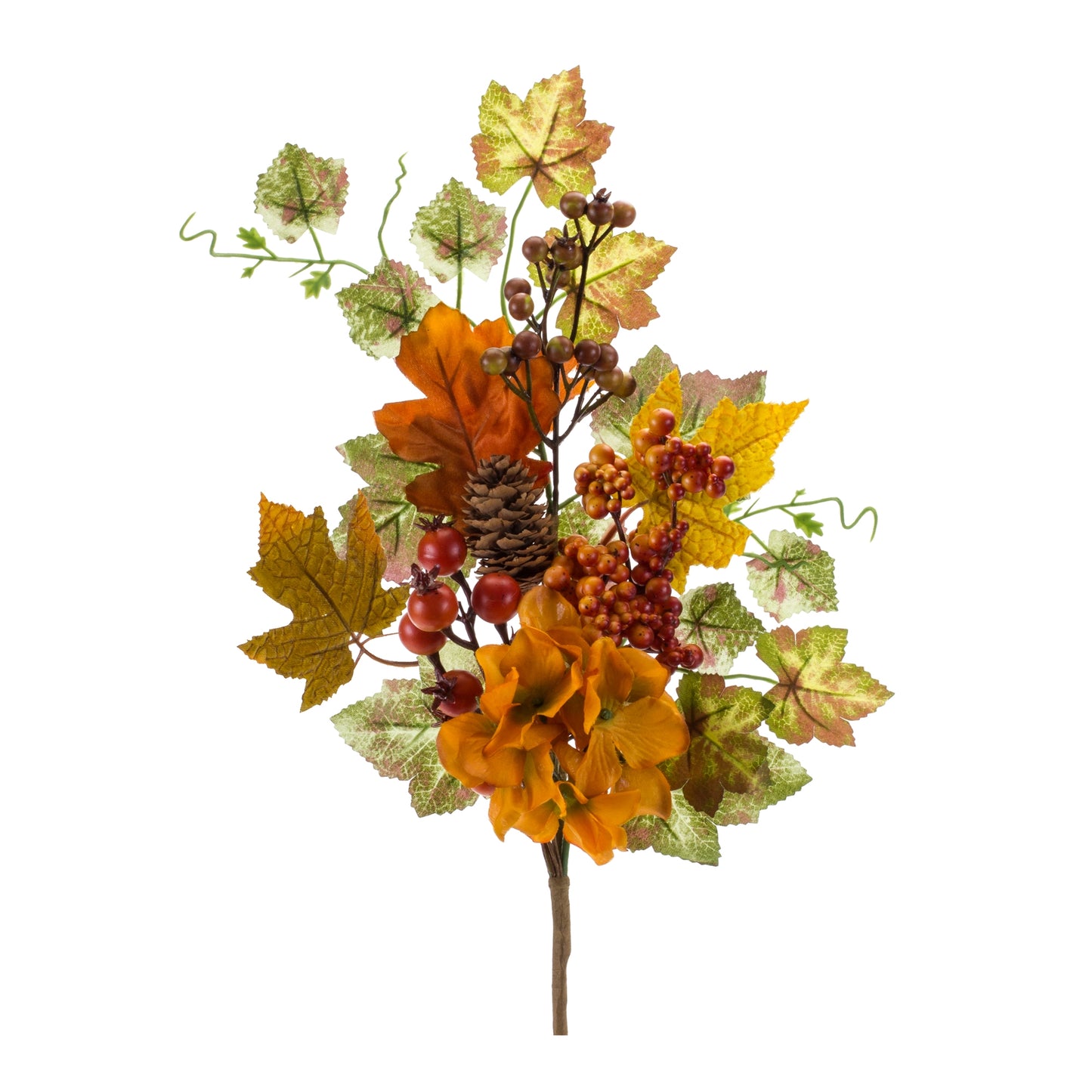 Fall Leaf And Hydrangea Spray (Set Of 6) 20.25"H Polyester