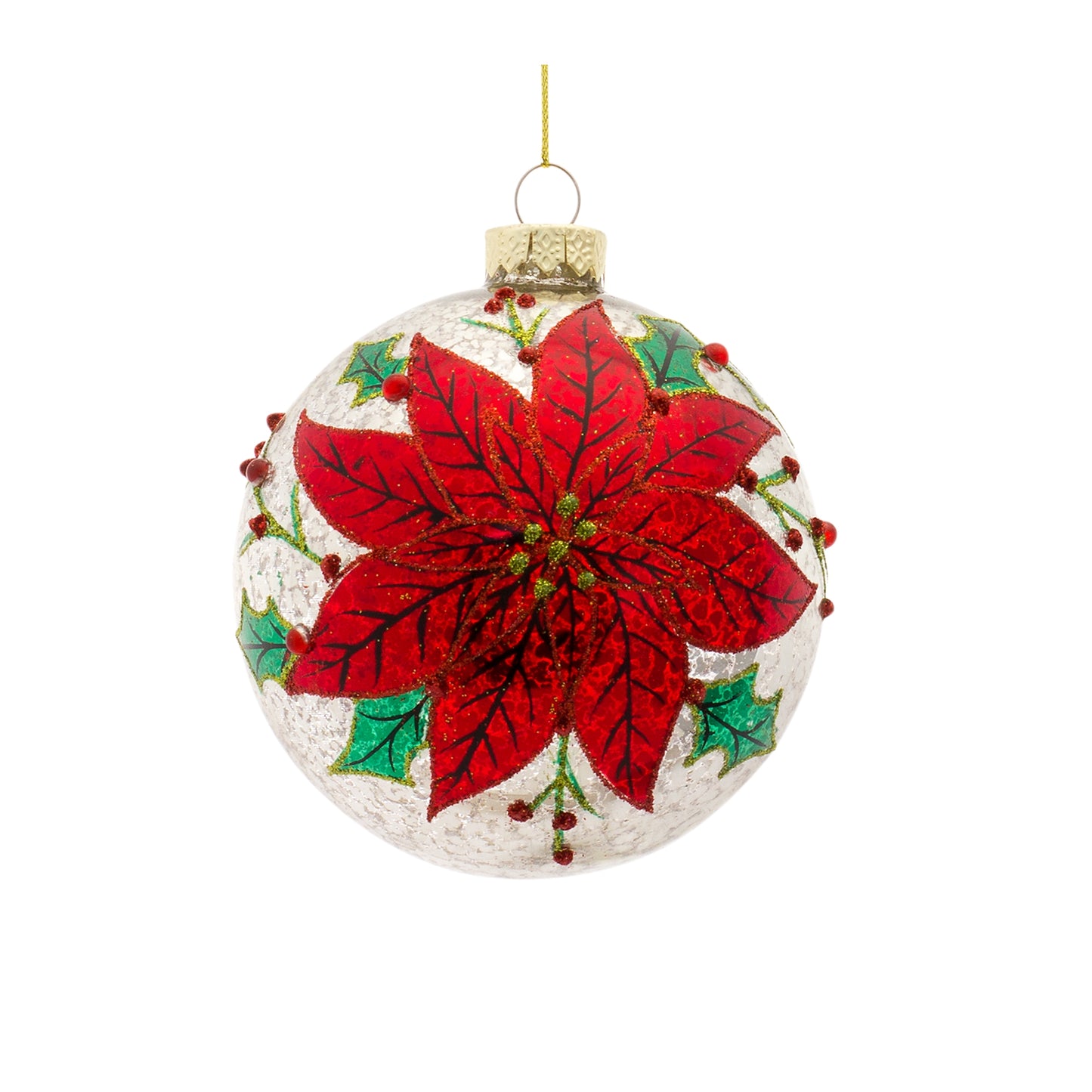 Poinsettia Ornament (Set Of 6) 5"H, 6"H Glass