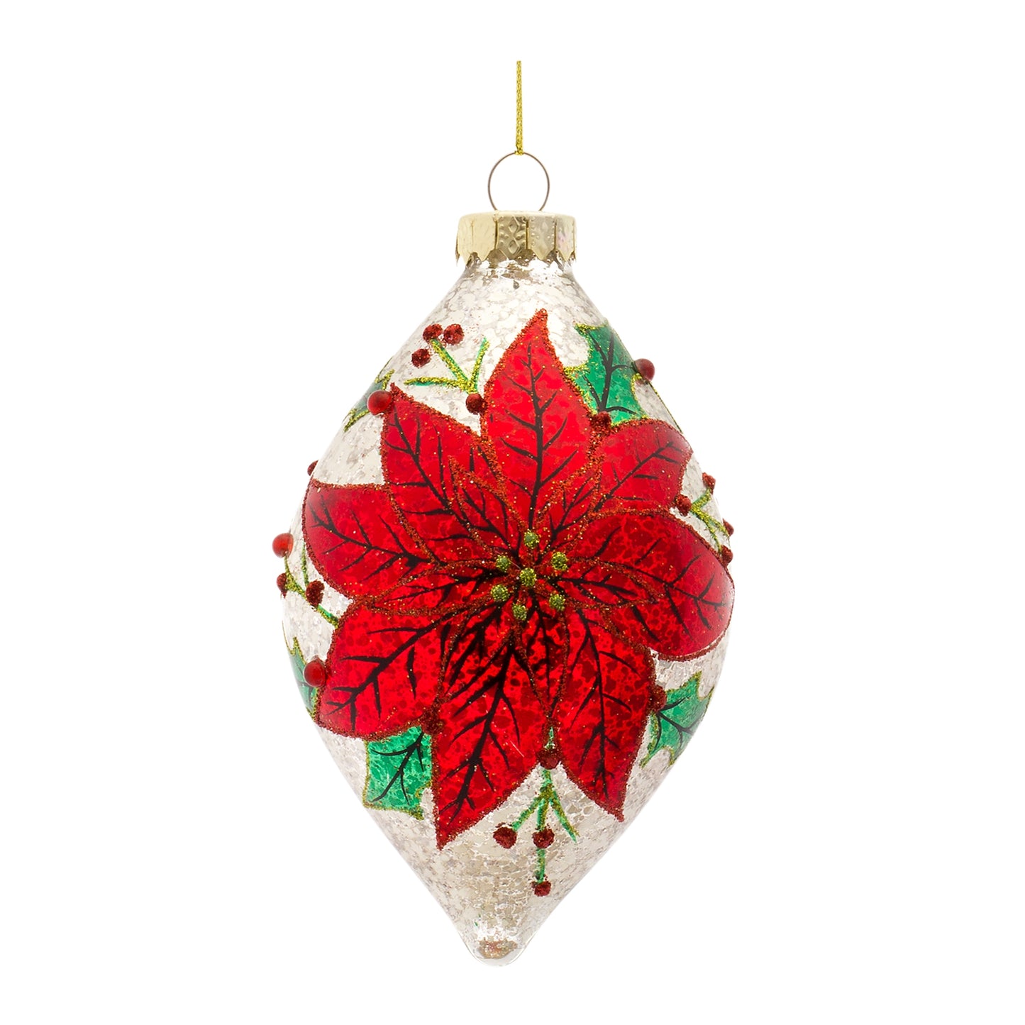 Poinsettia Ornament (Set Of 6) 5"H, 6"H Glass