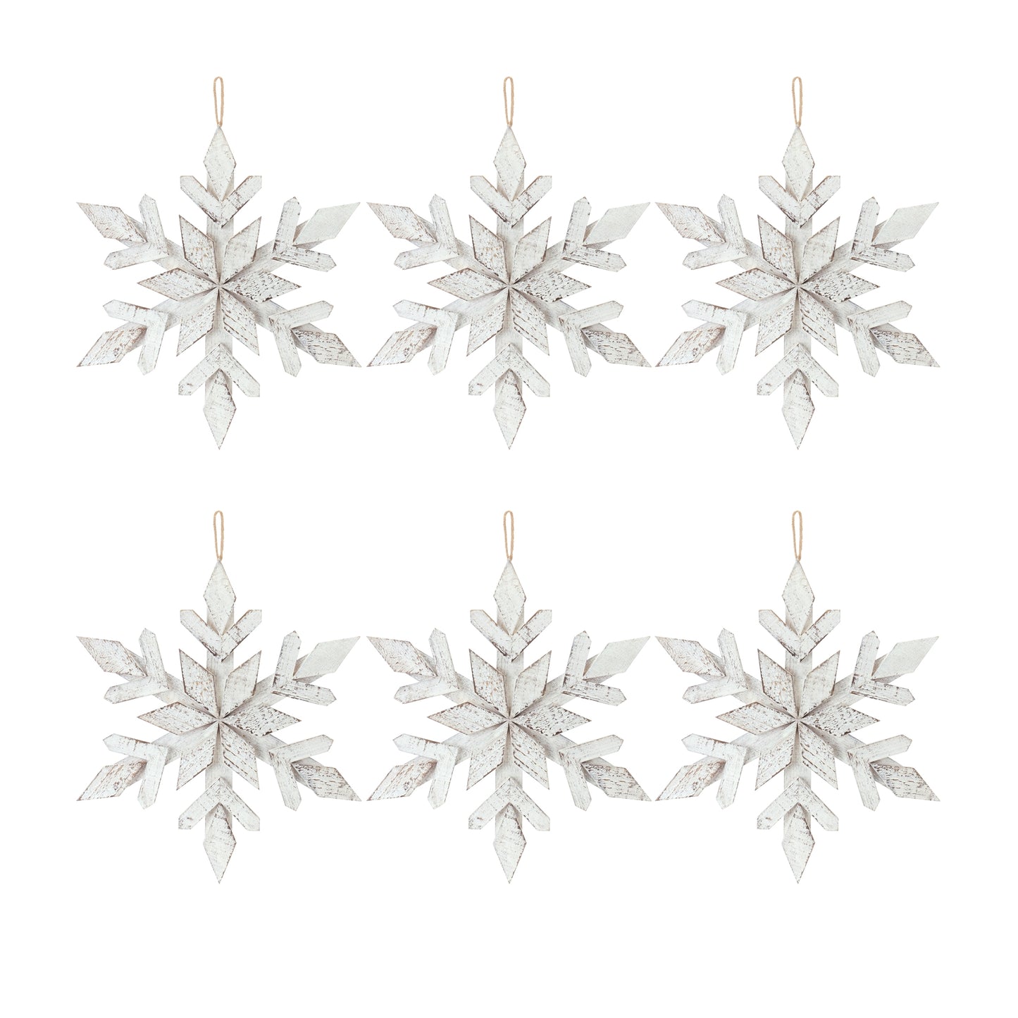 Snowflake Ornament (Set Of 6) 17.5"H Wood