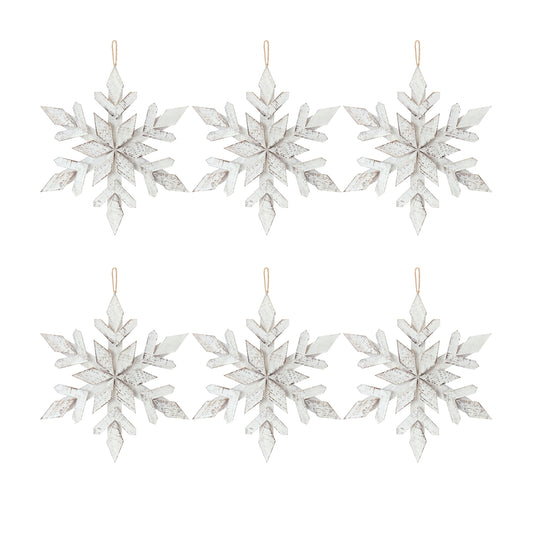 Snowflake Ornament (Set Of 6) 17.5"H Wood