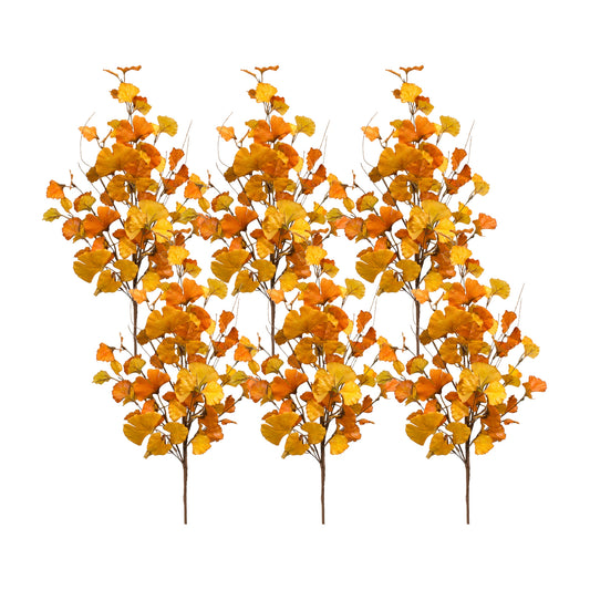 Fall Gingko Leaf Spray (Set Of 6) 39.25"H Fabric