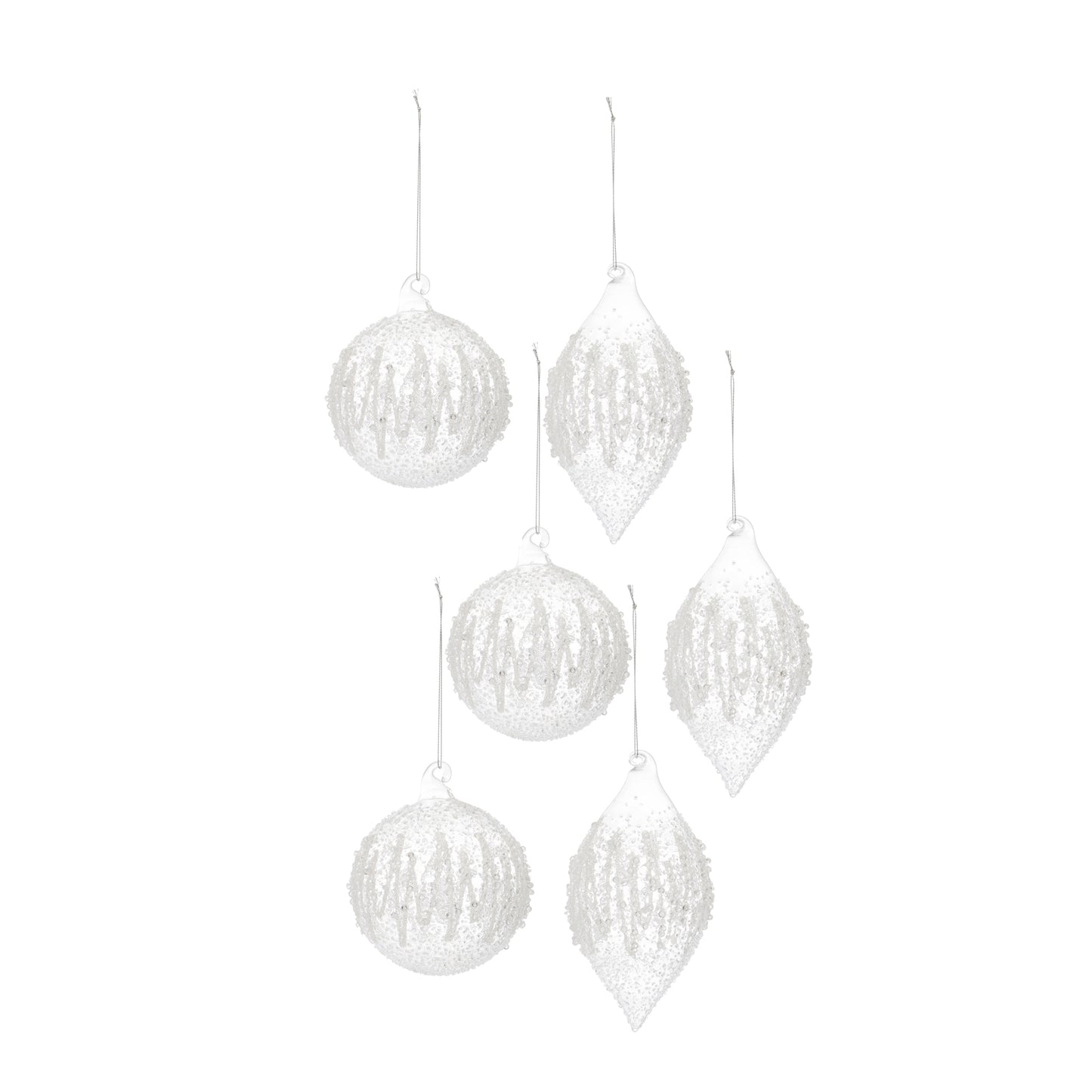 Ornament (Set Of 6) 5"H, 6.25"H Glass