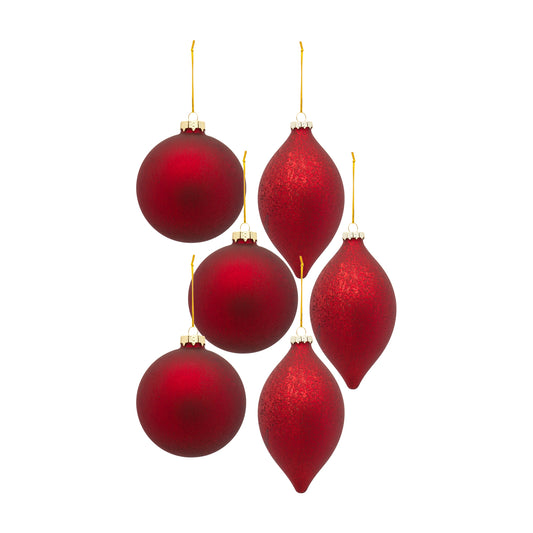 Ornament (Set Of 6) 4.75"H, 6.25"H Glass