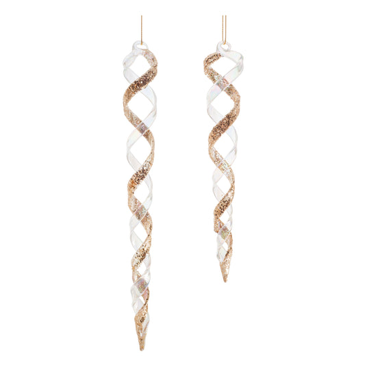 Icicle Ornament (Set Of 12) 7.5"H, 9.5"H Glass