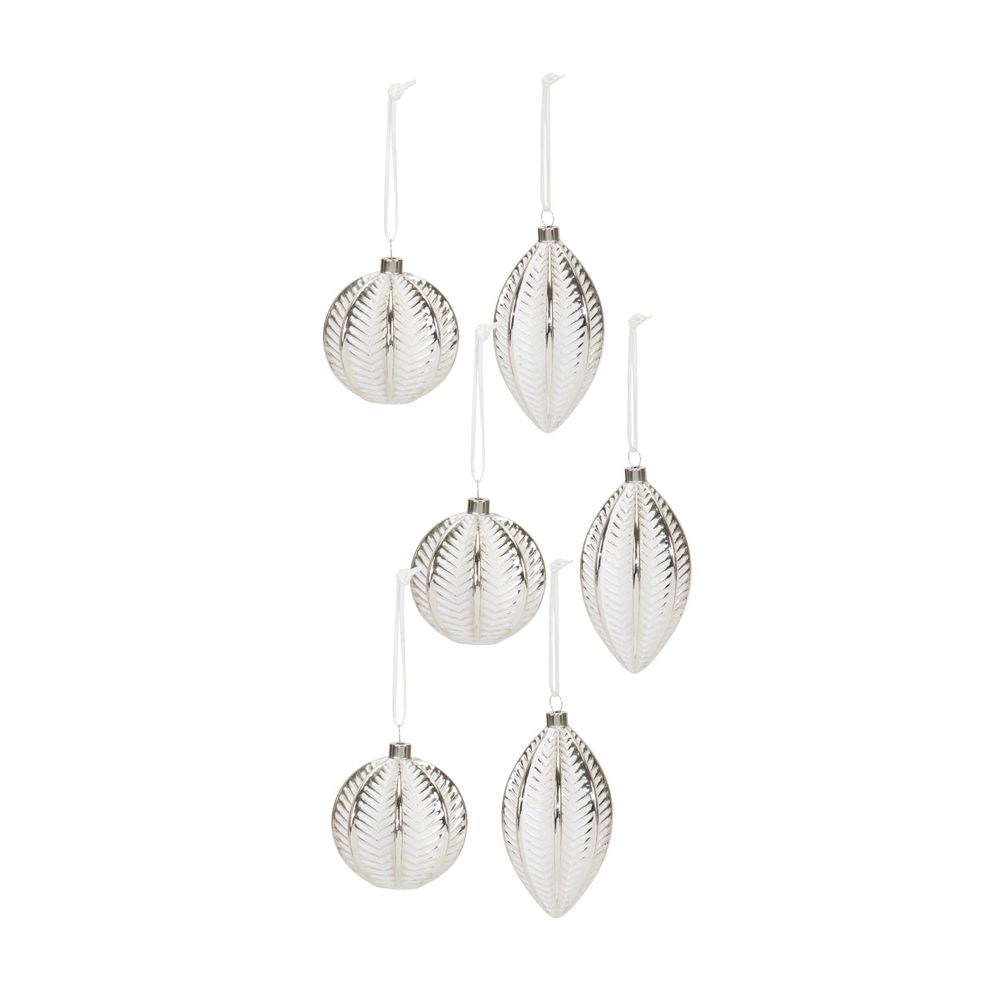 Ornament (Set Of 6) 4"H, 5.5"H Glass