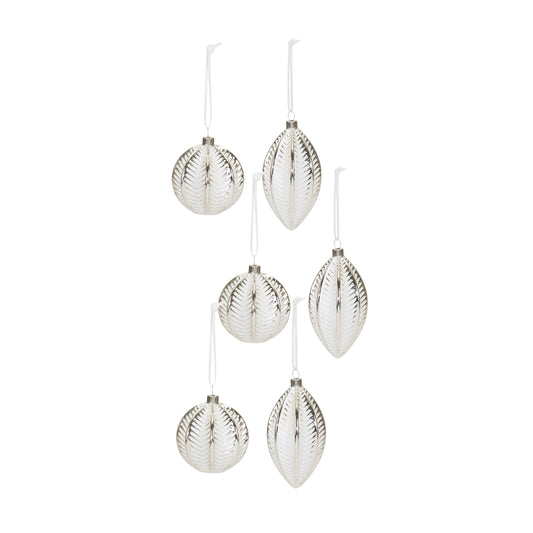 Ornament (Set Of 6) 4"H, 5.5"H Glass