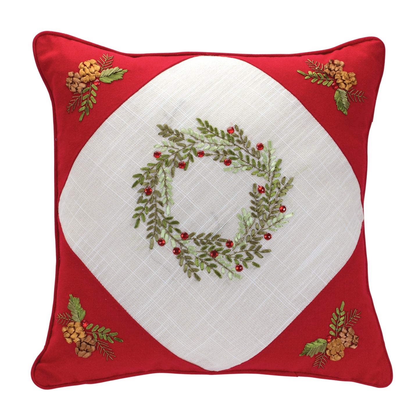 Tree And Wreath Pillow (Set Of 2) 16.75"Sq Polyester