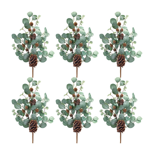 Eucalyptus And Cone Spray (Set Of 6) 33.75"H Plastic/Paper