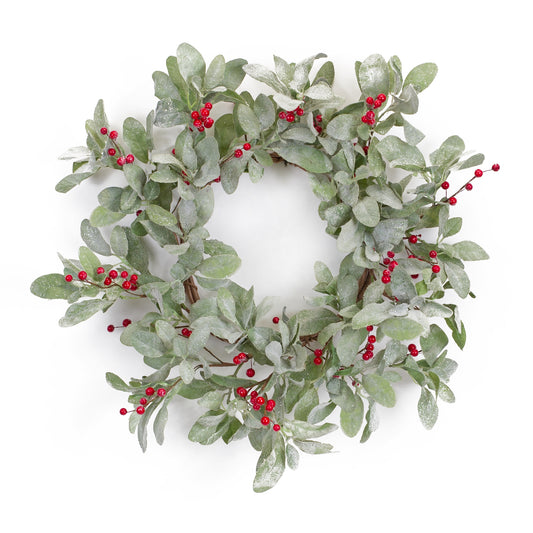 Mistletoe Wreath W/Berries 18"D Fabric