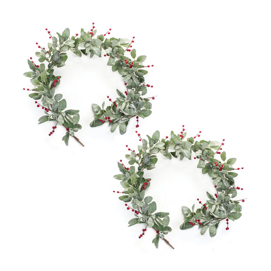 Mistletoe Garland W/Berries (Set Of 2) 5'L Fabric