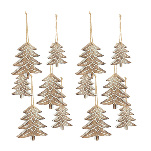 Tree Ornament (Set Of 12) 4"H, 5.75"H Wood