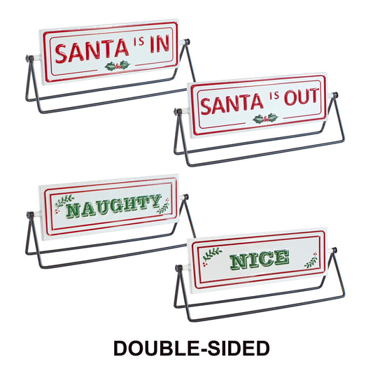 Reversable Santa Sign (Set Of 2) 12.75"L x 4.75"H Iron