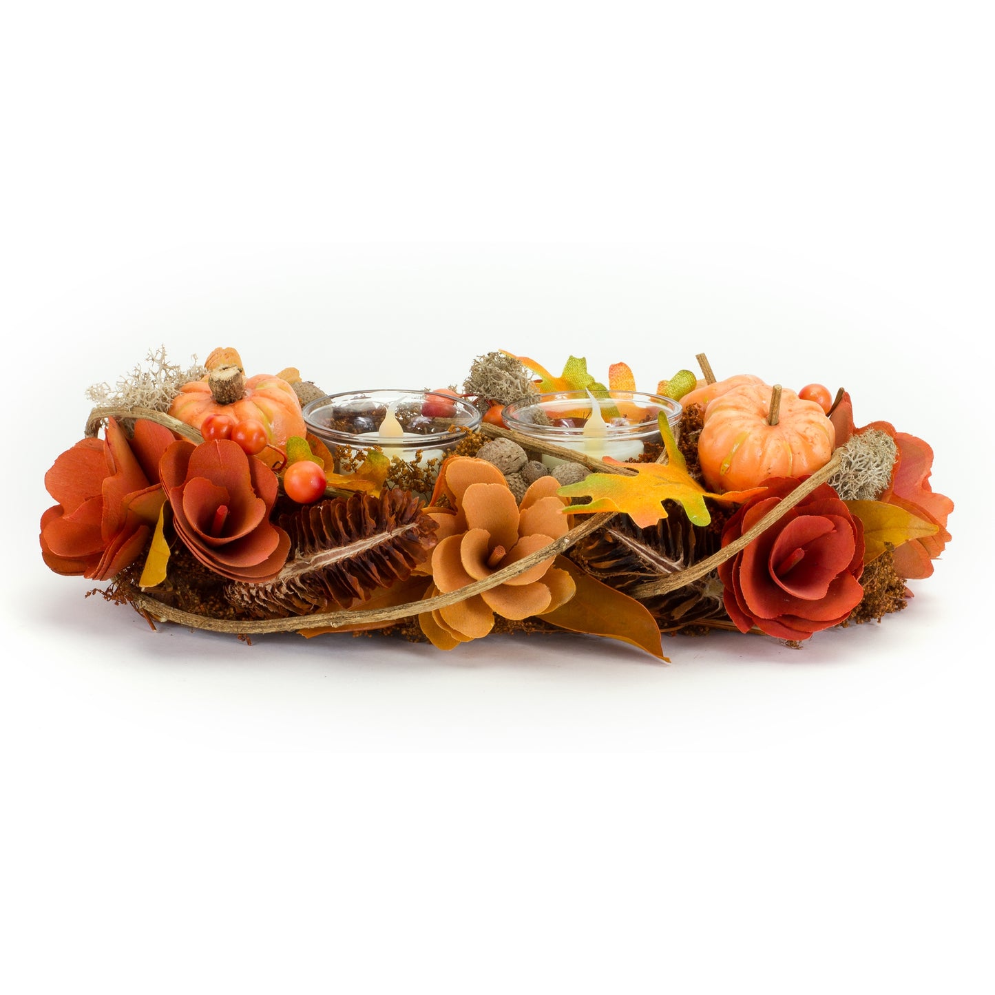 Pumpkin Cone Candle Holder (Set Of 2) 12.25"L x 7.25"W x 3.25"H Polyester
