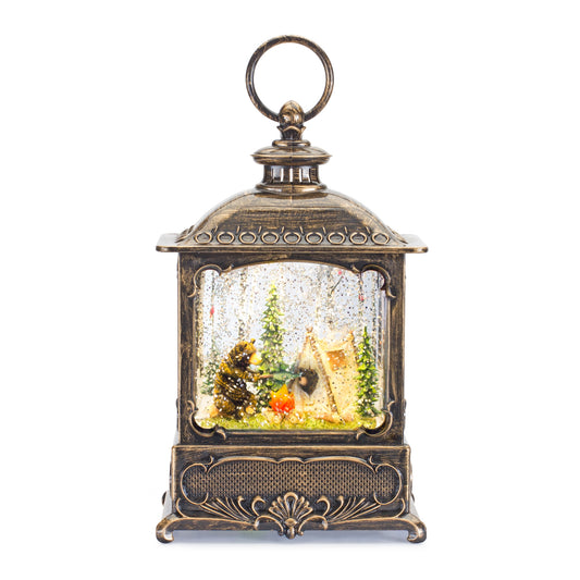 Snow Globe W/Bear Camp Fire 10"H Plastic 6 Hr Timer Included