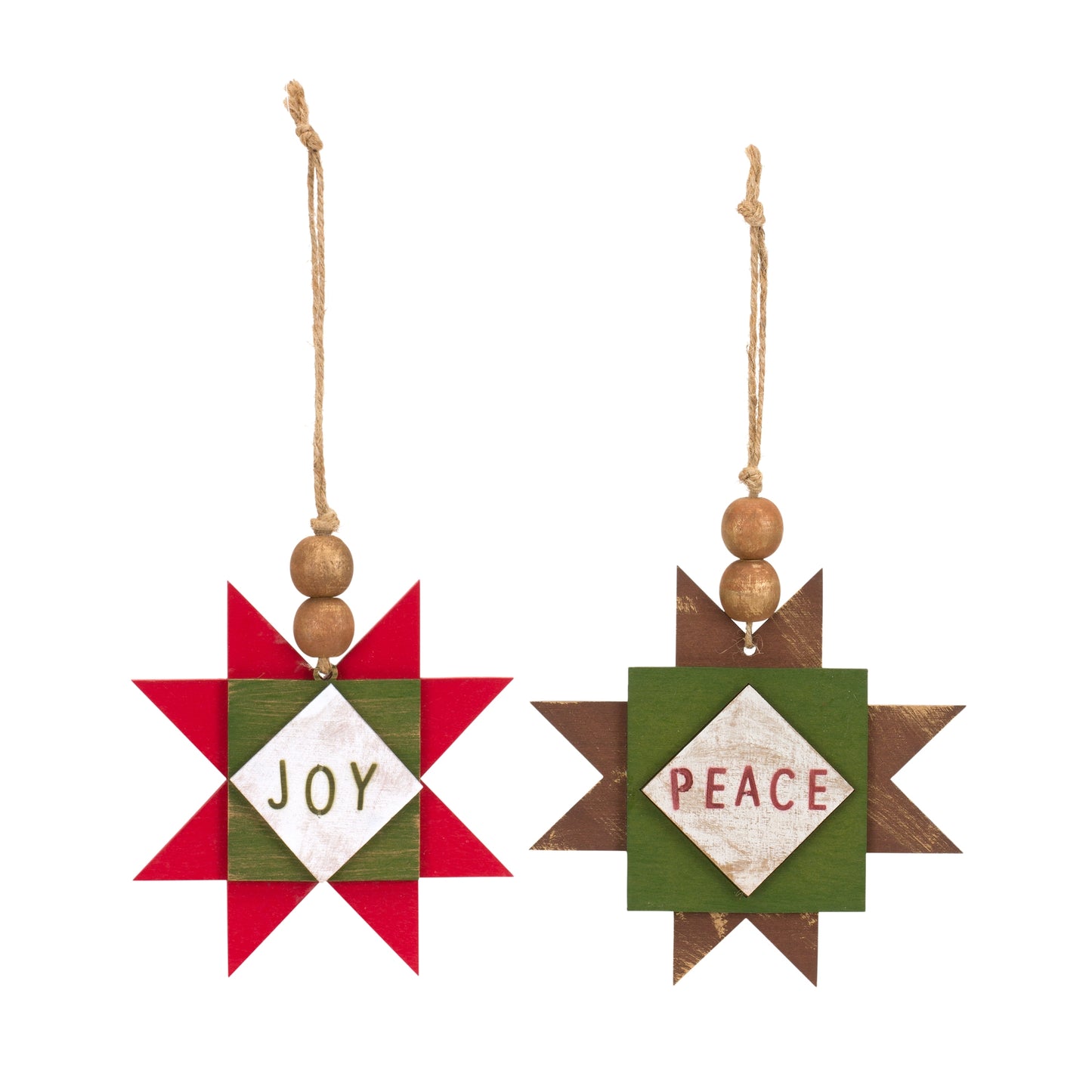 Joy And Peace Star Ornament (Set Of 12) 5.5"H Mdf