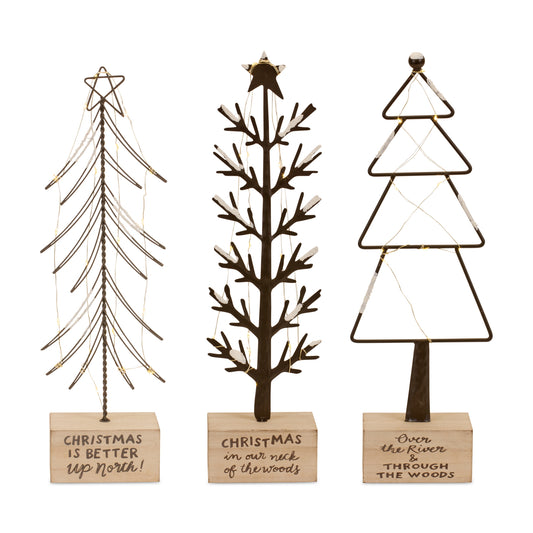 Led Christmas Tree (Set Of 3) 17.75"H, 18.75"H, 18.75"H Mdf