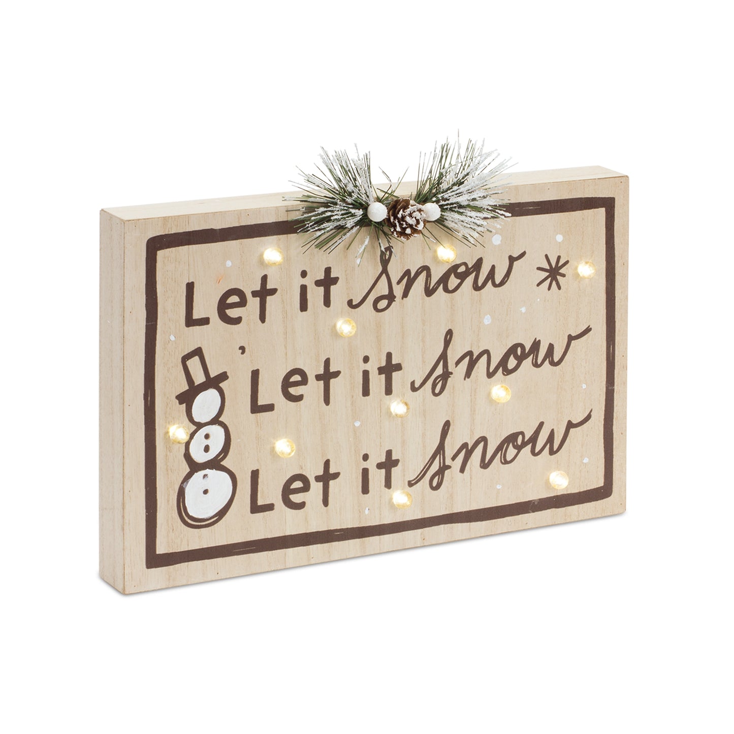 Led Holiday And Snow Sign (Set Of 2) 12"L x 8"H, 12"L x 9.25"H Mdf