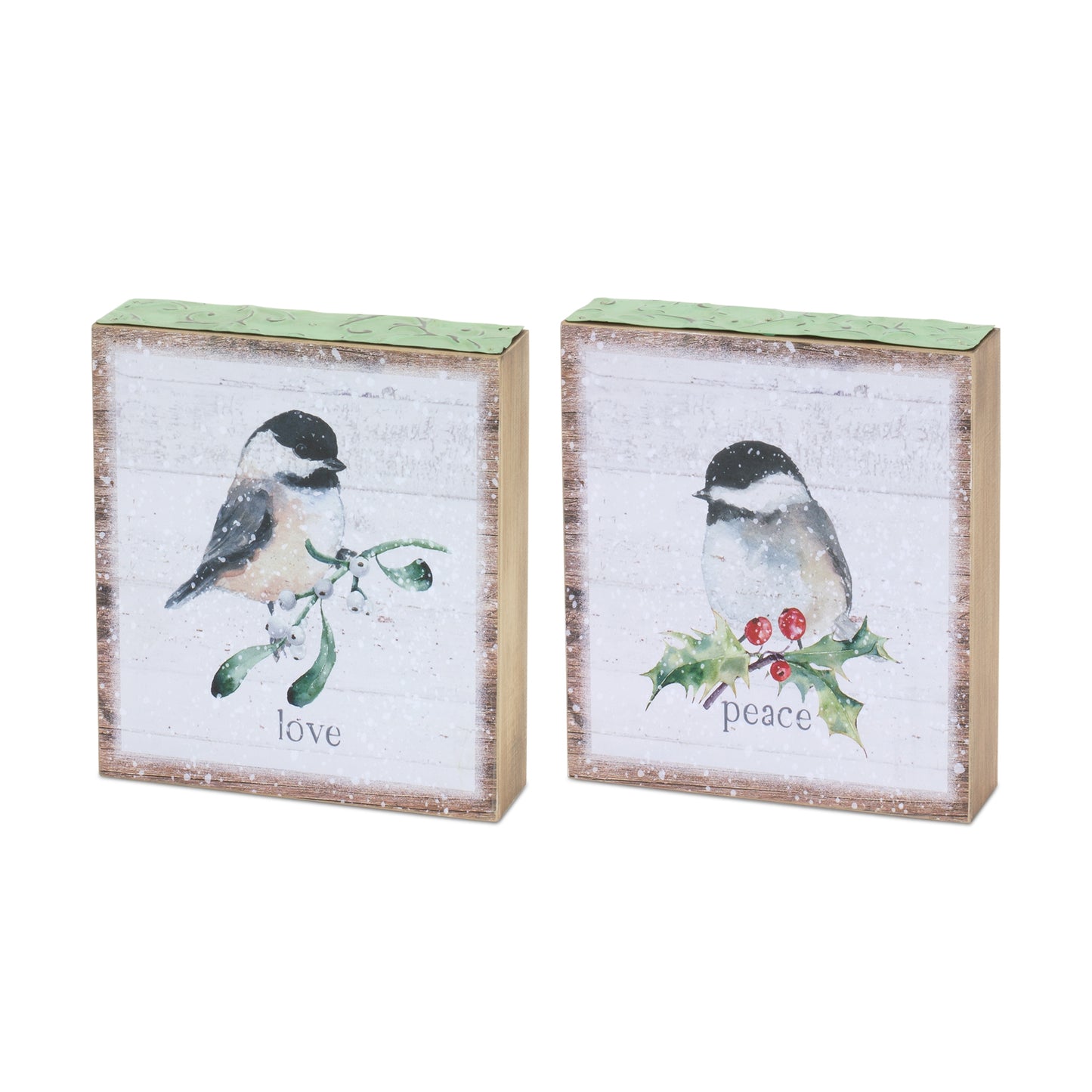 Chickadee Block Sign (Set Of 4) 6"Sq Mdf