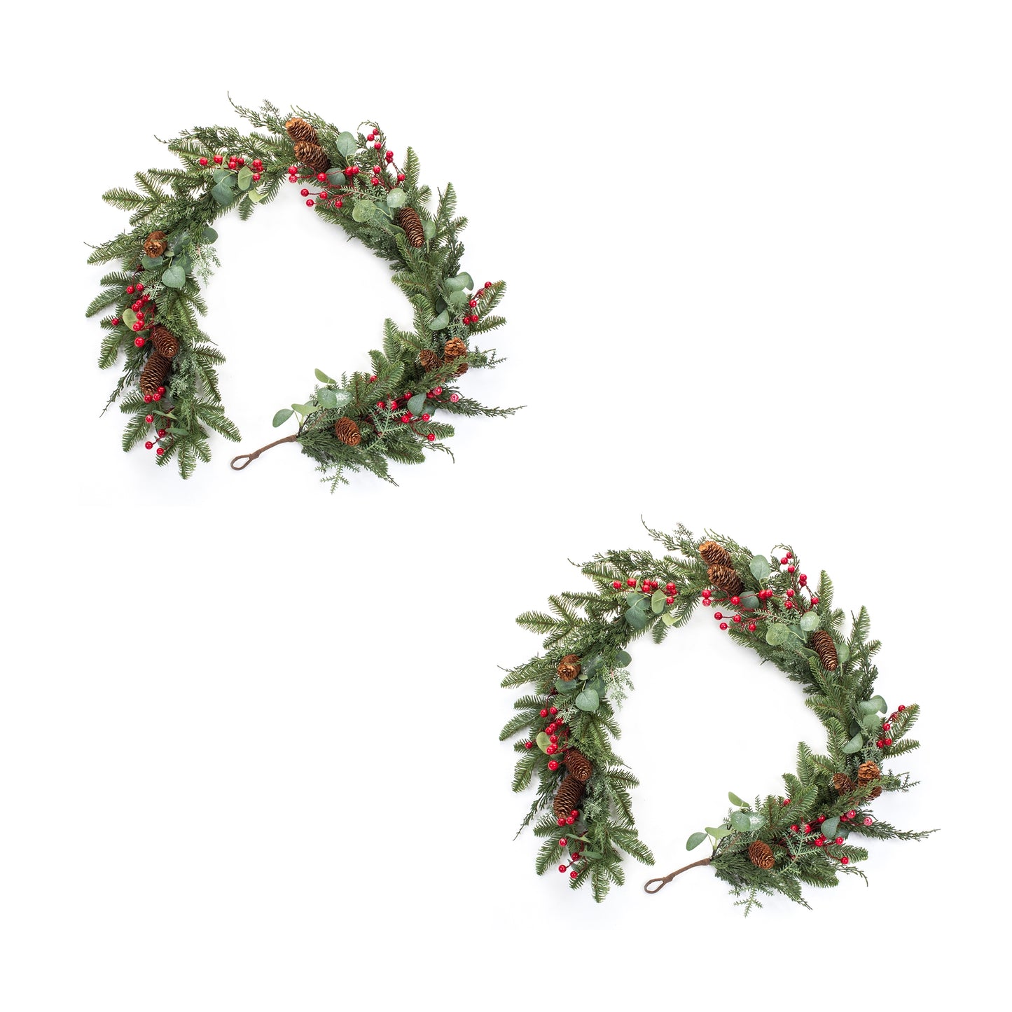 Pine/Eucalyptus/Cone Garland (Set Of 2) 6'L Plastic/Fabric