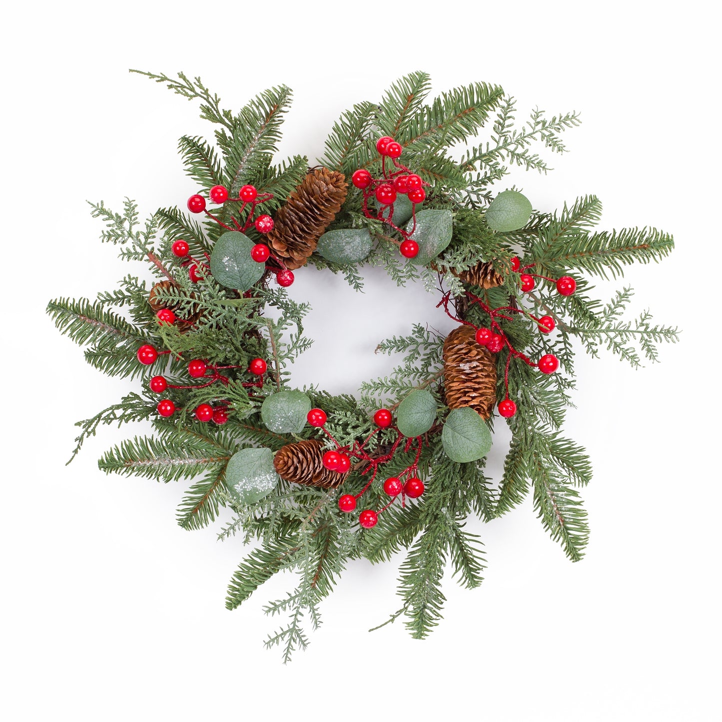 Pine/Eucalyptus/Cone Wreath 20"D Plastic/Fabric