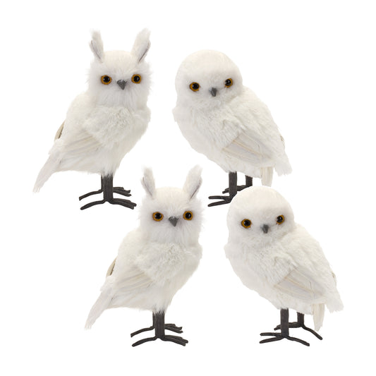 White Owl (Set Of 4) 8.75"H, 10.5"H Foam