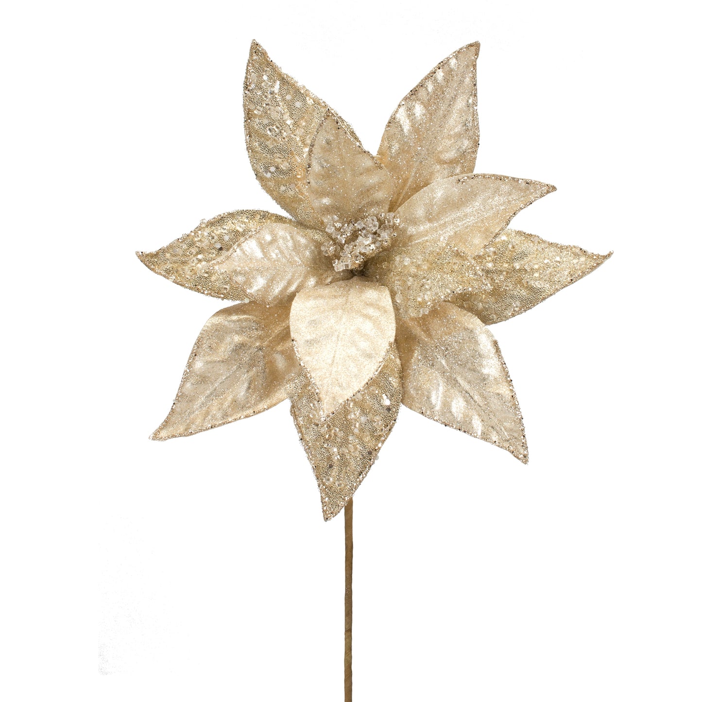 Poinsettia Stem (Set Of 6) 23"H Polyester, White, Tan