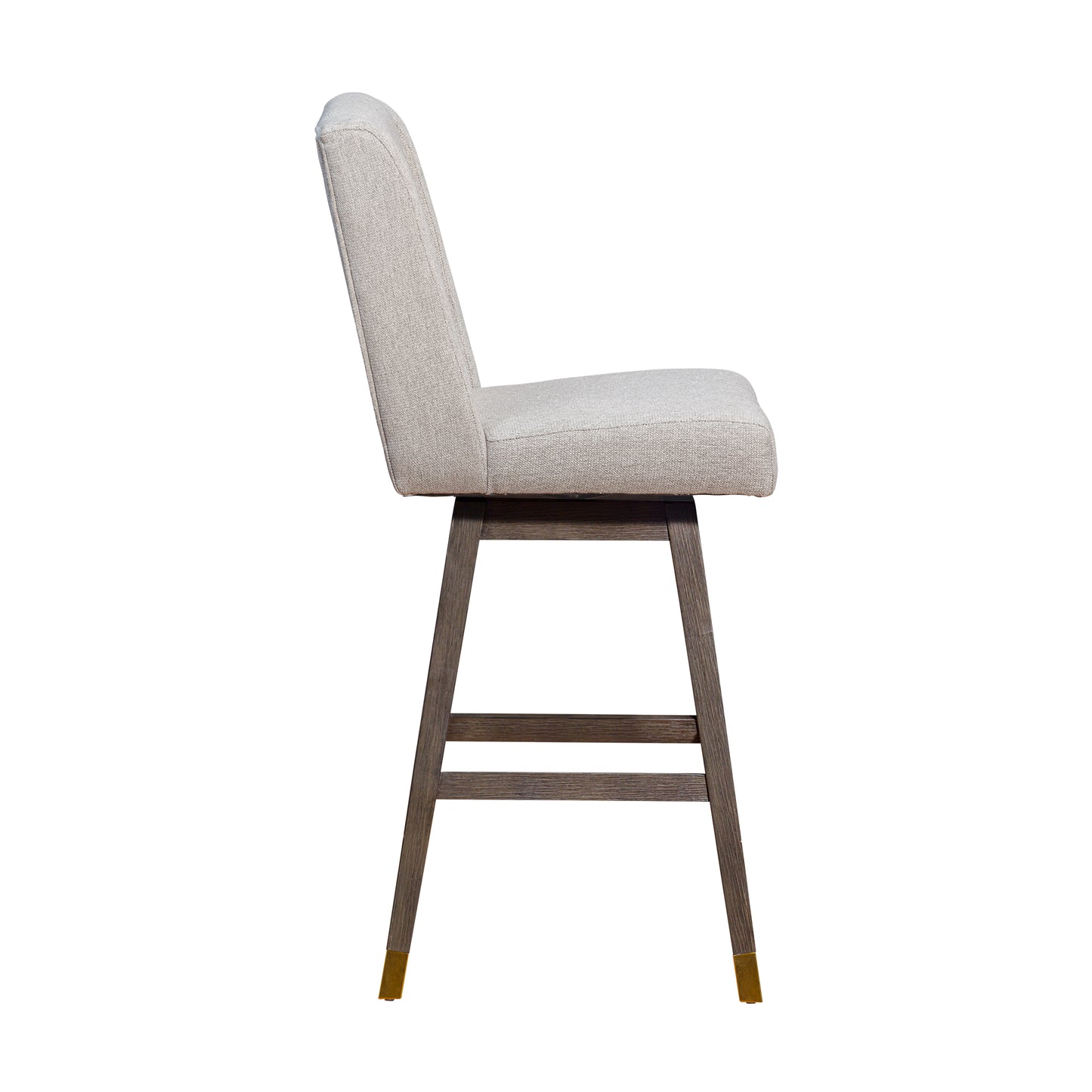 Stancoste Swivel Bar Stool in Grey Oak Wood Finish with Taupe Fabric