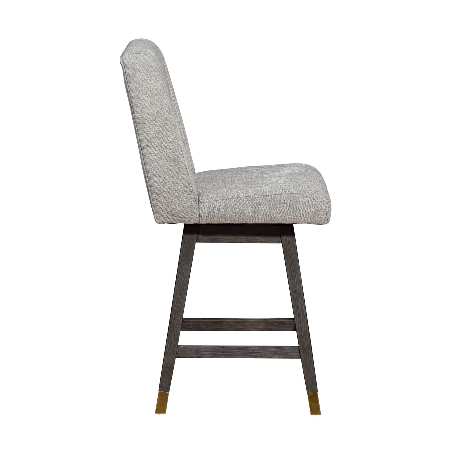 Stancoste Swivel Counter Stool in Grey Oak Wood Finish with Mocha Fabric