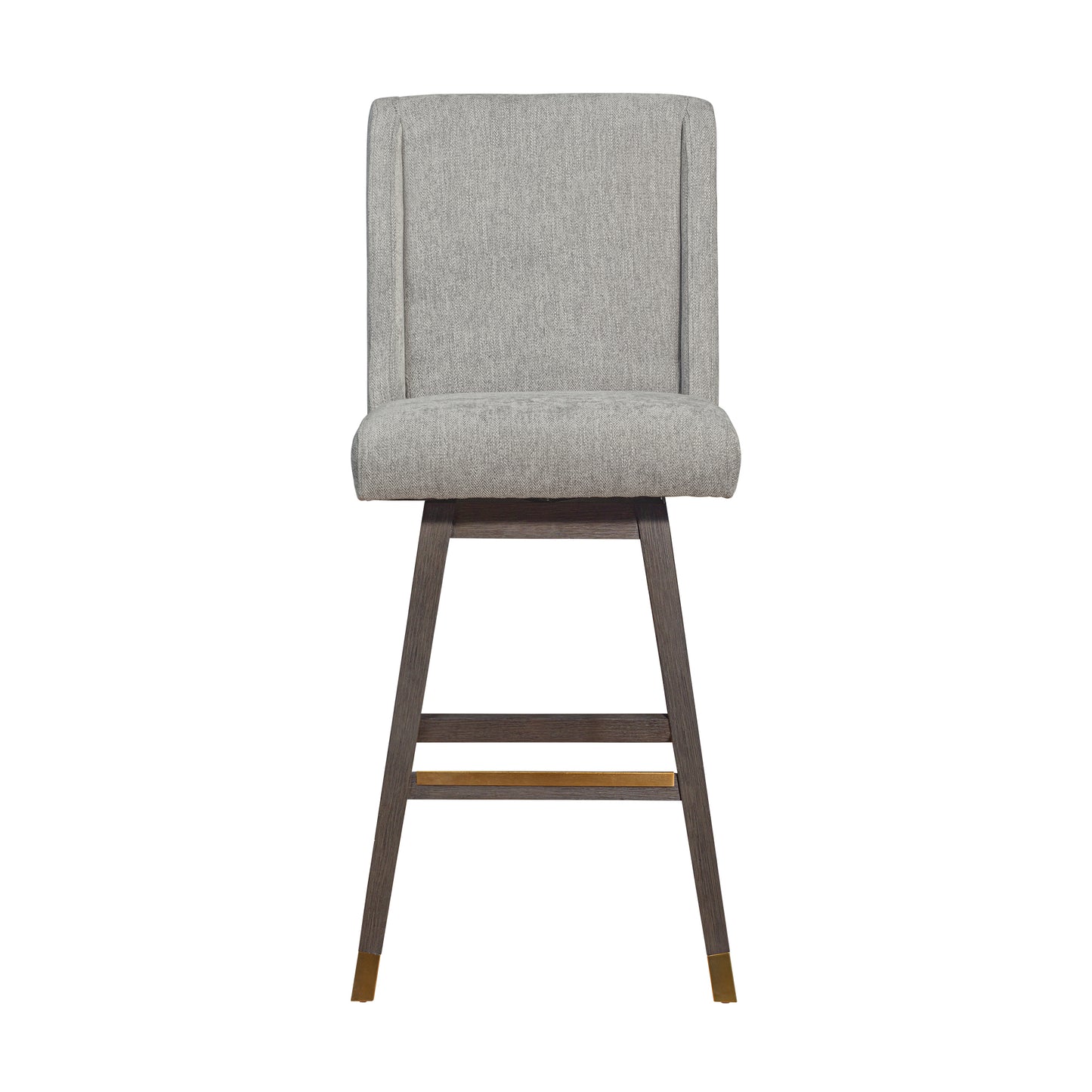 Stancoste Swivel Bar Stool in Grey Oak Wood Finish with Mocha Fabric