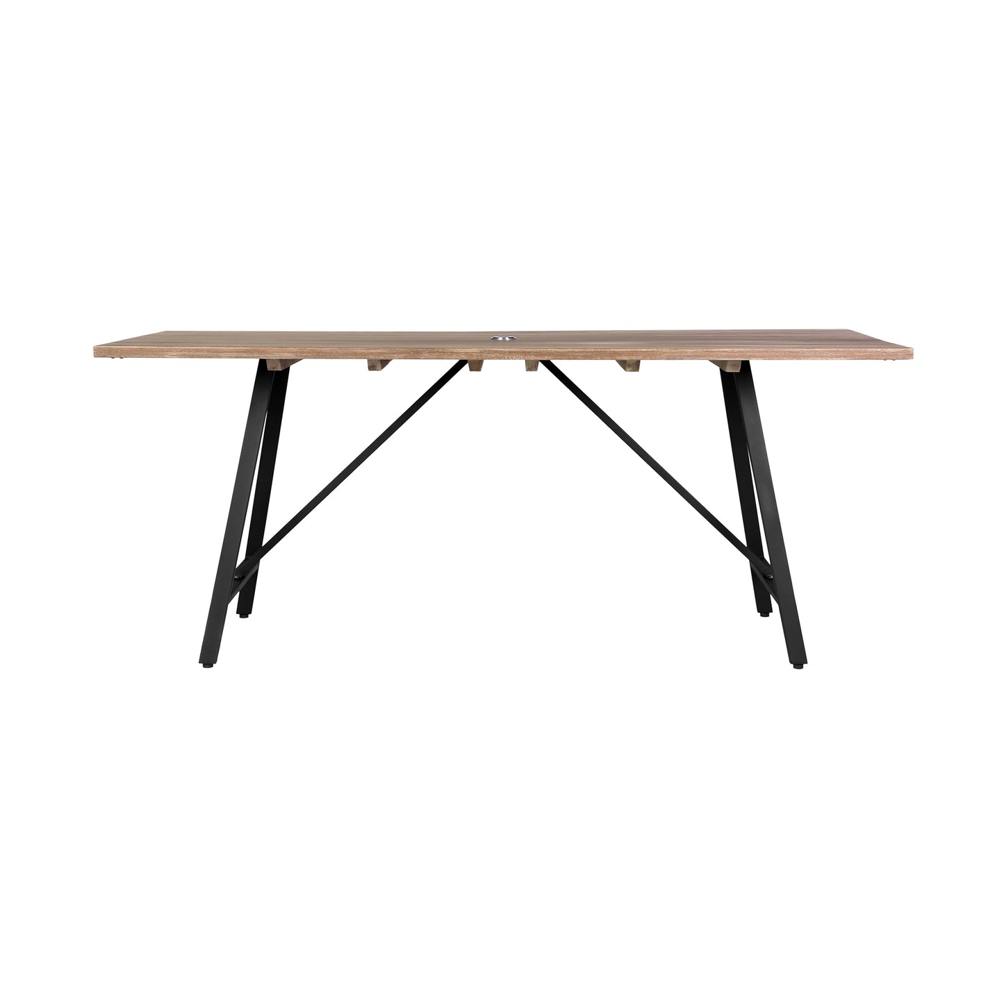 Koala Outdoor Patio Light Eucalyptus Wood and Metal Rectangle Dining Table