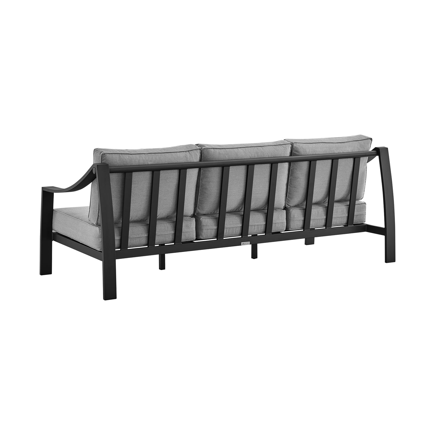 Mongo 4 Piece Outdoor Patio Furniture Set in Black Aluminum with Grey Cushions