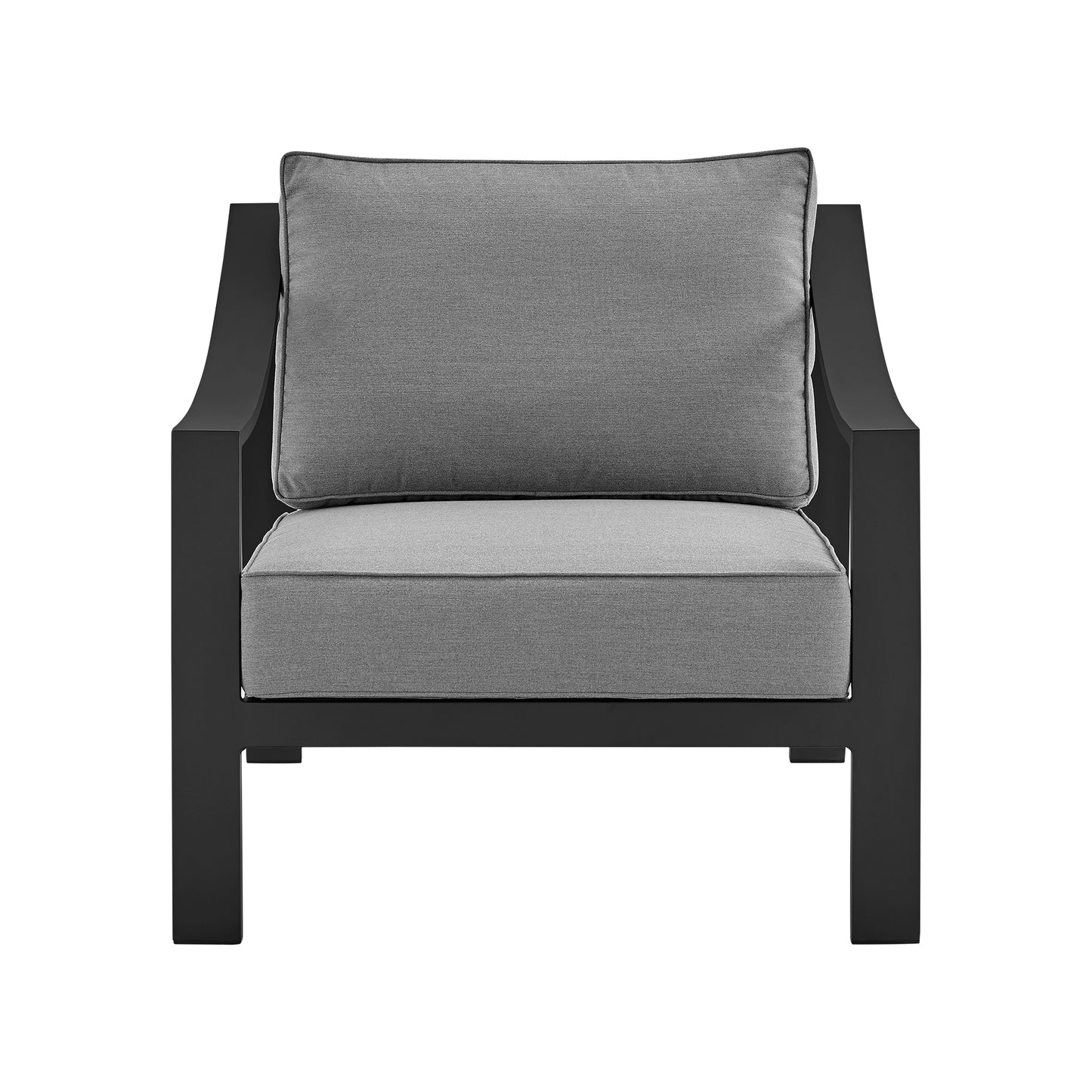 Mongo 4 Piece Outdoor Patio Furniture Set in Black Aluminum with Grey Cushions