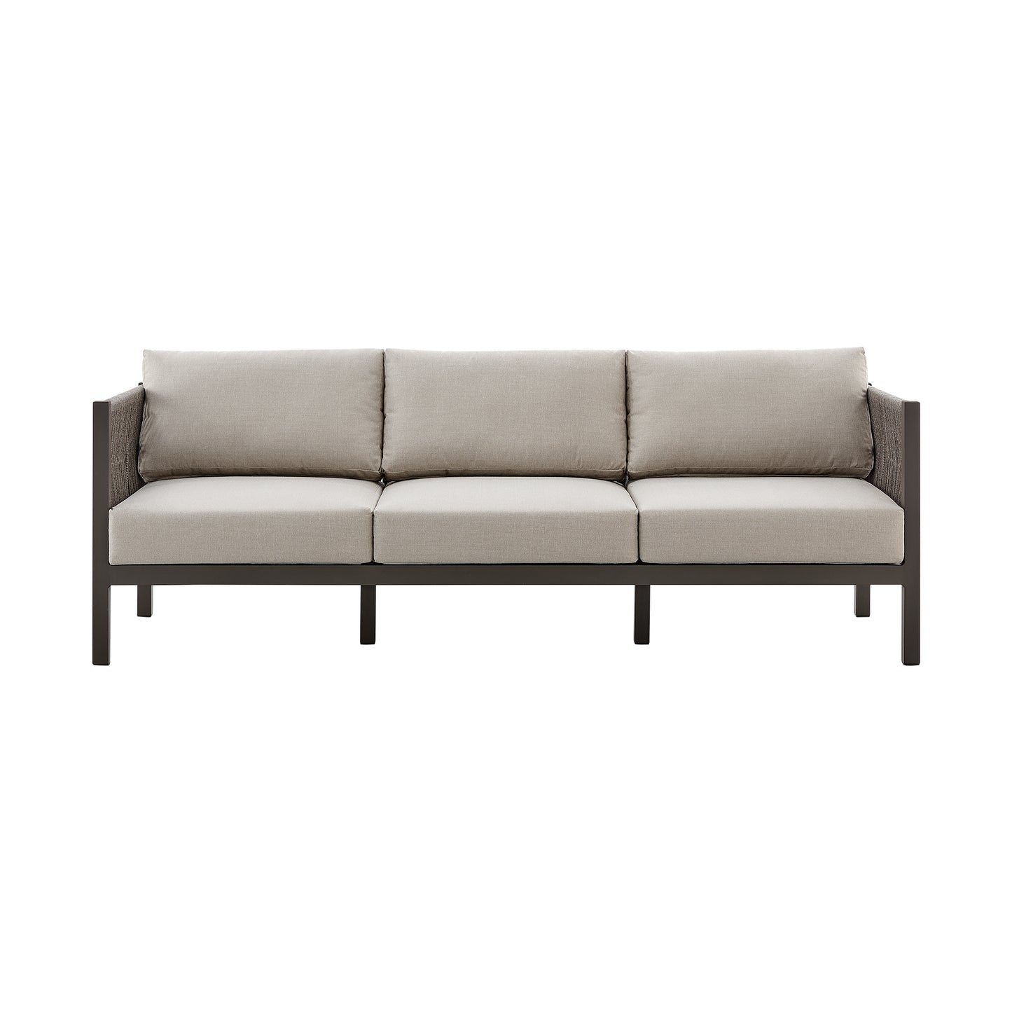 Cuffay 4 Piece Patio Furniture Set in Brown Aluminum and Rope with Cushions