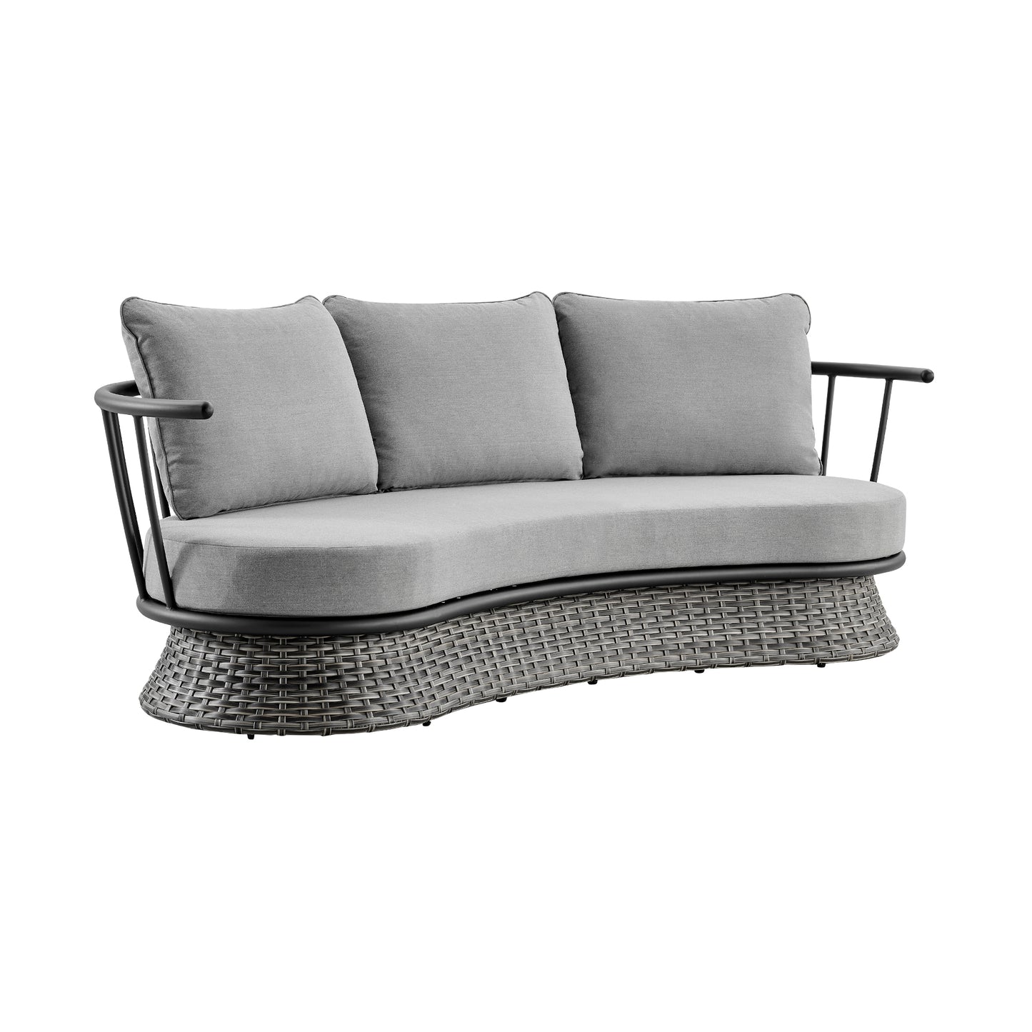 Monk 4 Piece Patio Furniture Set in Black Aluminum
