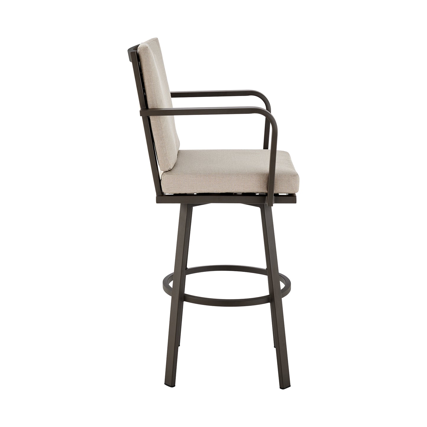 Don 30" Outdoor Patio Bar Stool in Brown Aluminum with Cushions