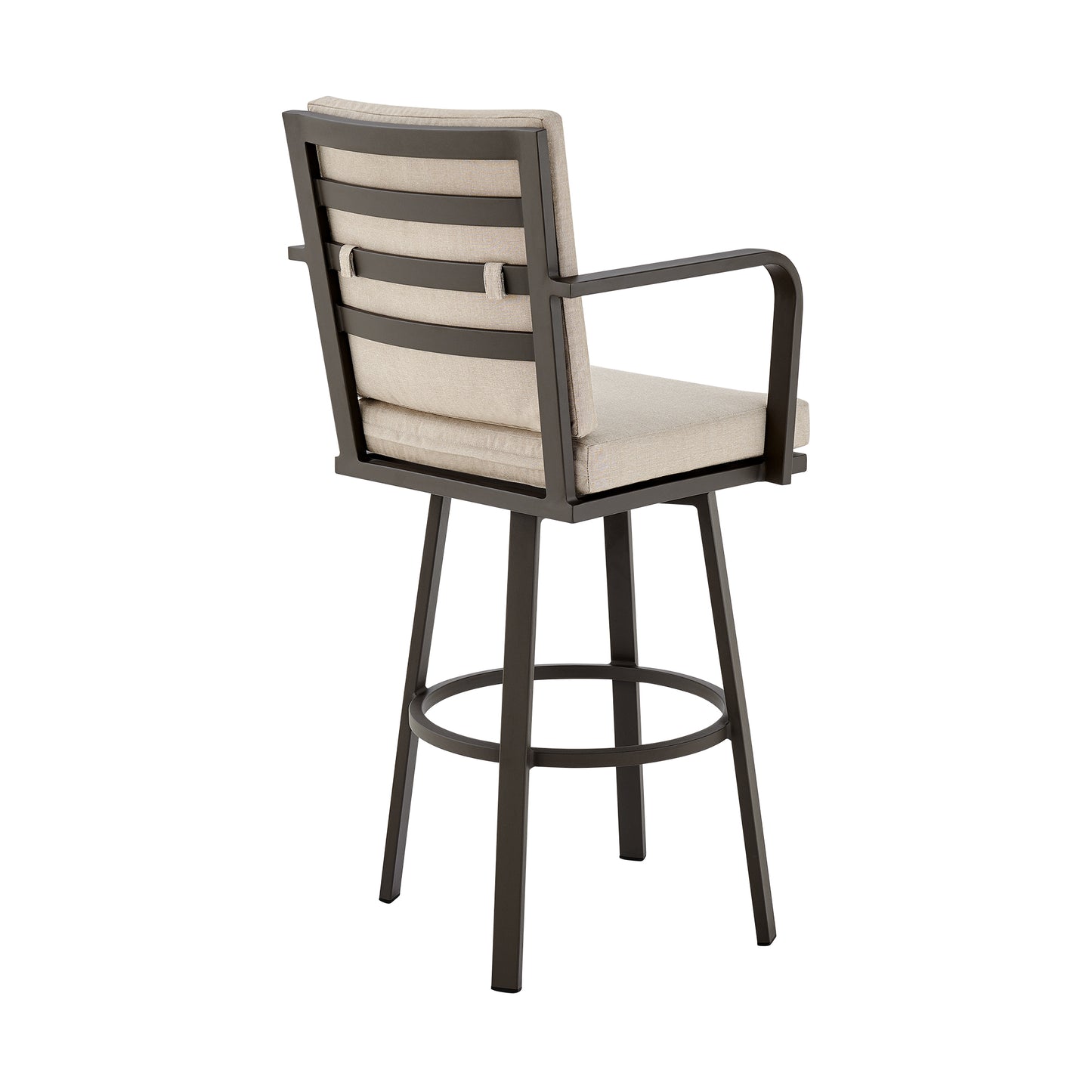 Don 30" Outdoor Patio Bar Stool in Brown Aluminum with Cushions