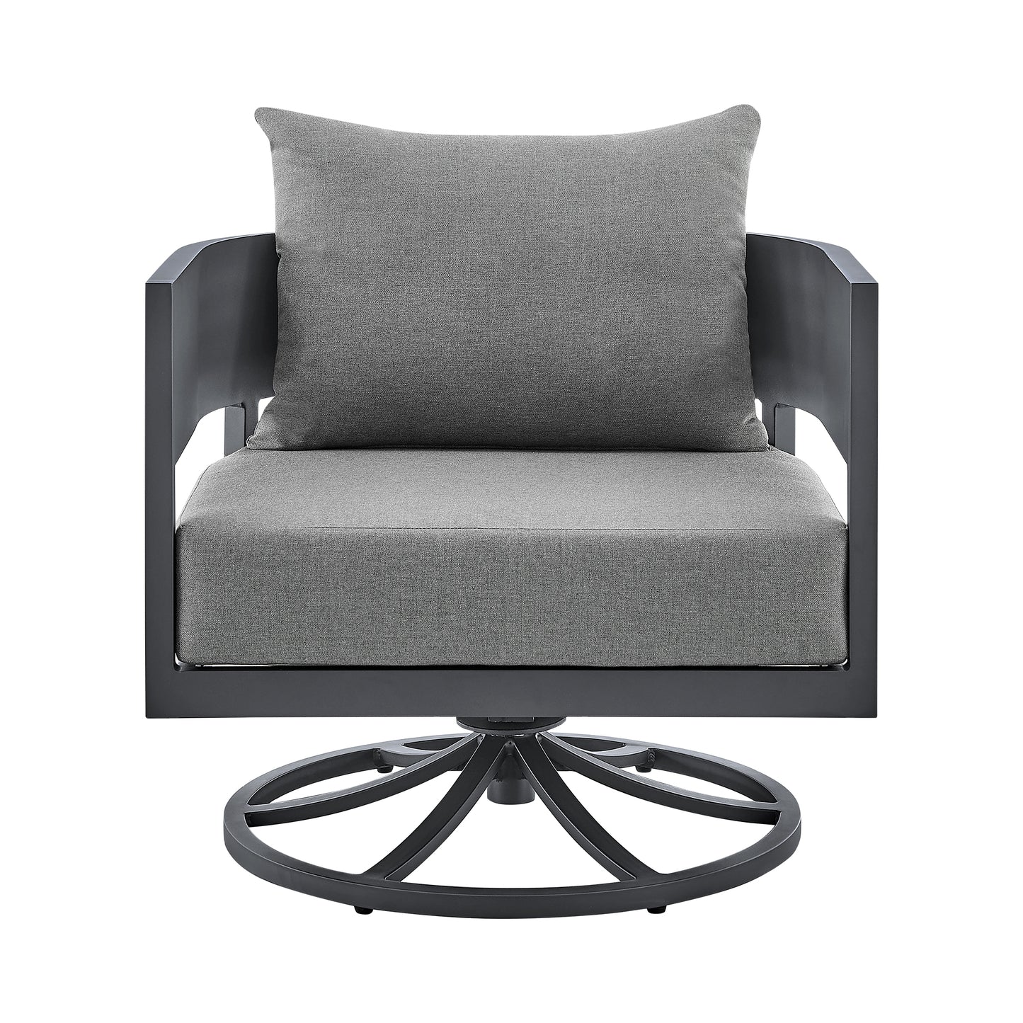 Argiope 3 Piece Patio Swivel Seating Set in Dark Grey Aluminum