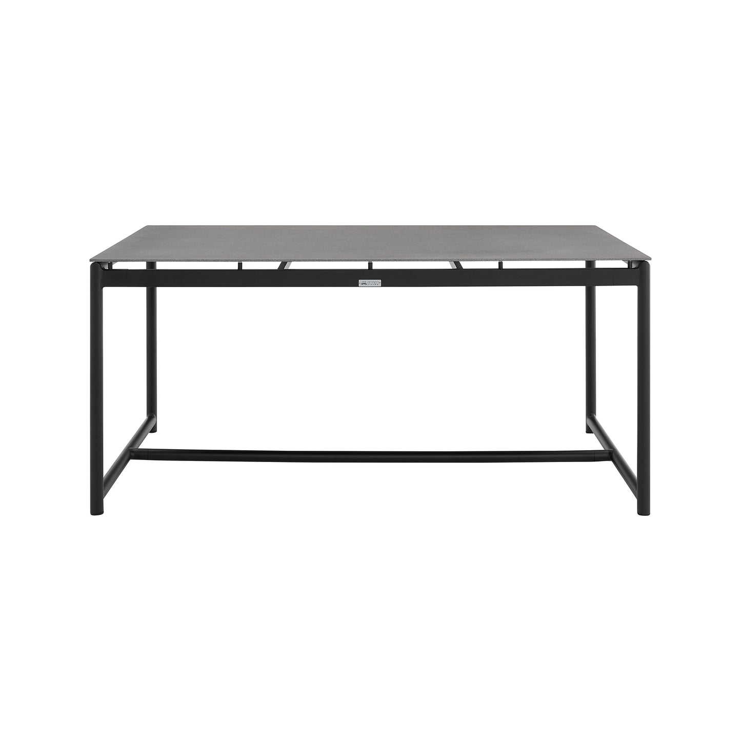 Royal Black Aluminum and Teak Outdoor Dining Table with Stone Top