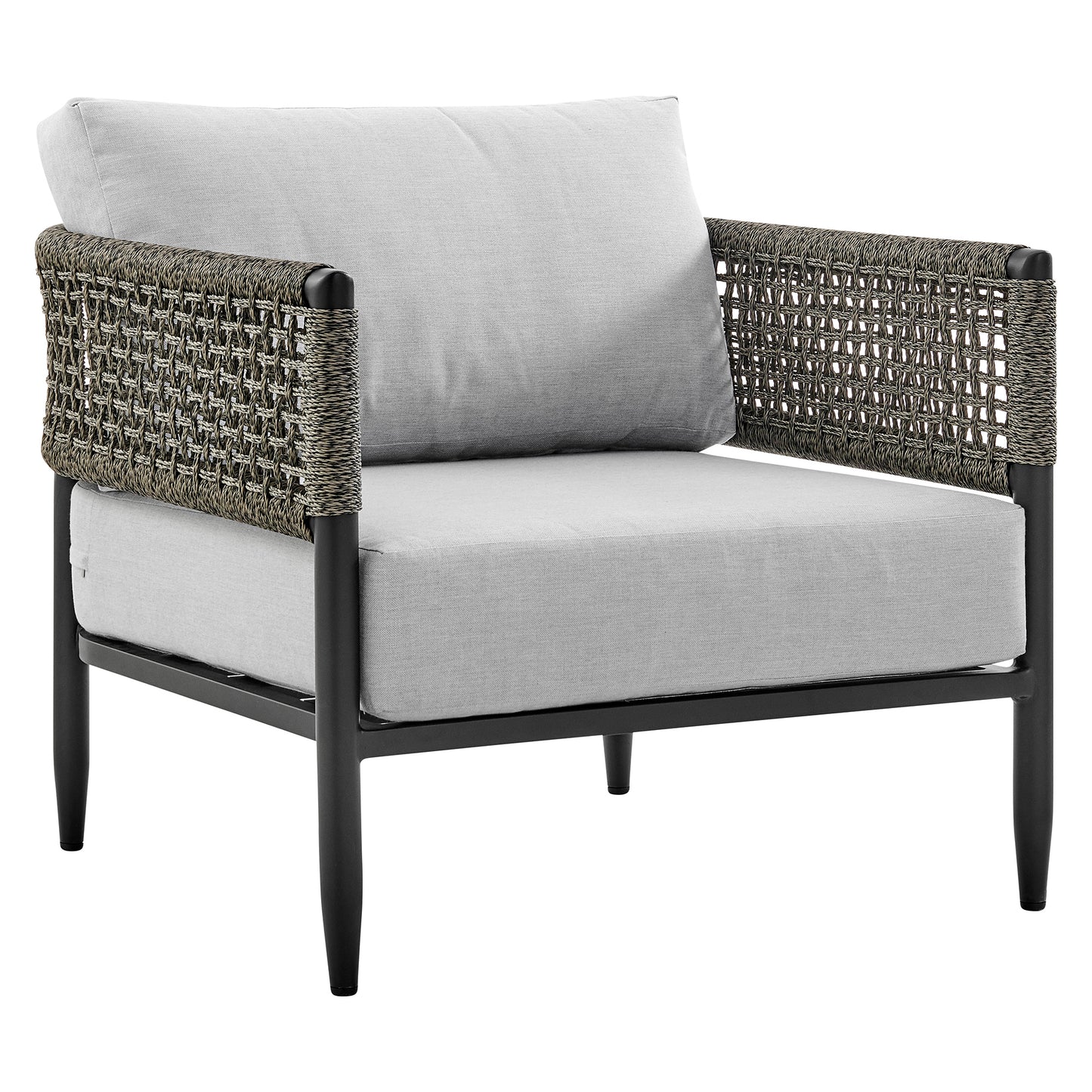 Felicia 4 Piece Black Aluminum & Rope Conversation Set