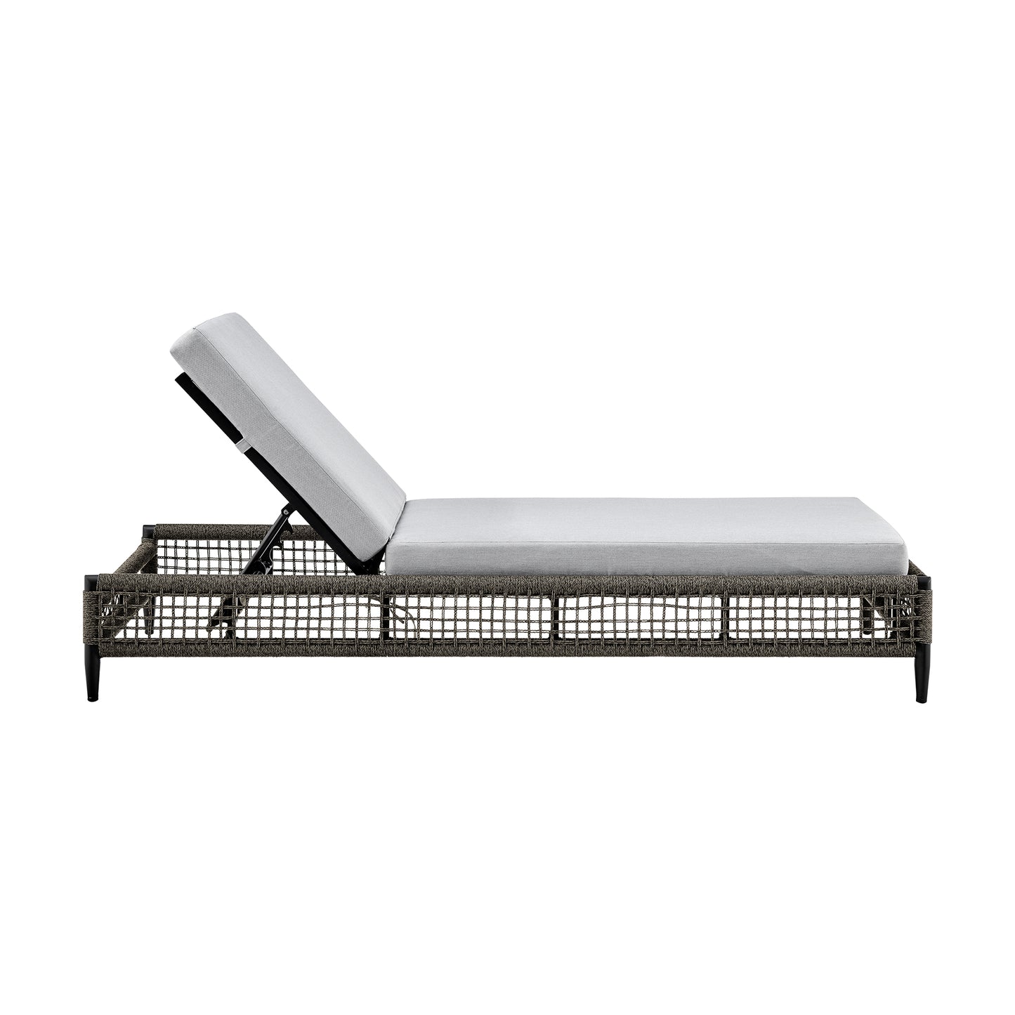 Felicia Patio Adjustable Chaise Lounge Chair in Aluminum with Grey and Cushions