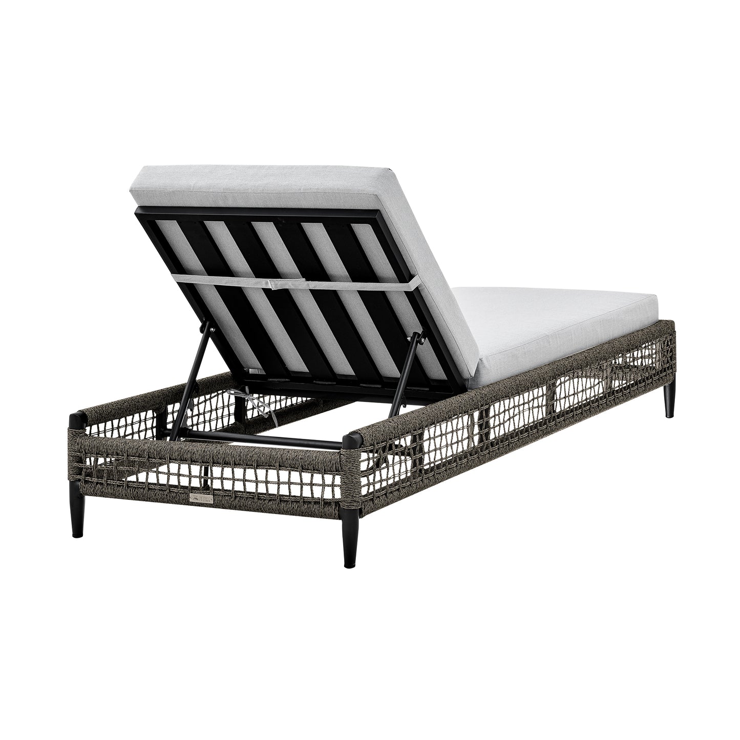 Felicia Patio Adjustable Chaise Lounge Chair in Aluminum with Grey and Cushions