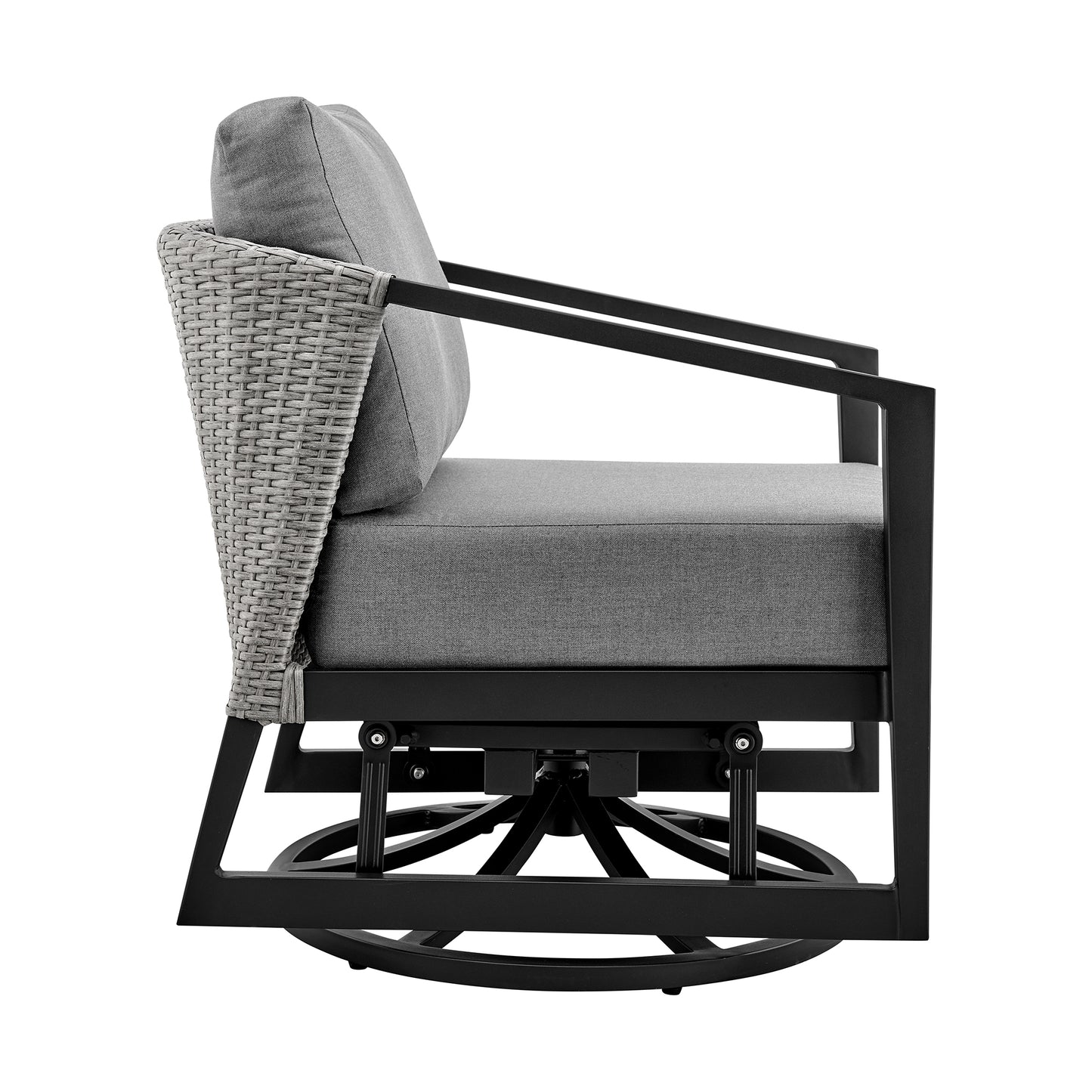 Aileen Outdoor Patio Swivel Lounge Chair in Aluminum with Grey Cushions