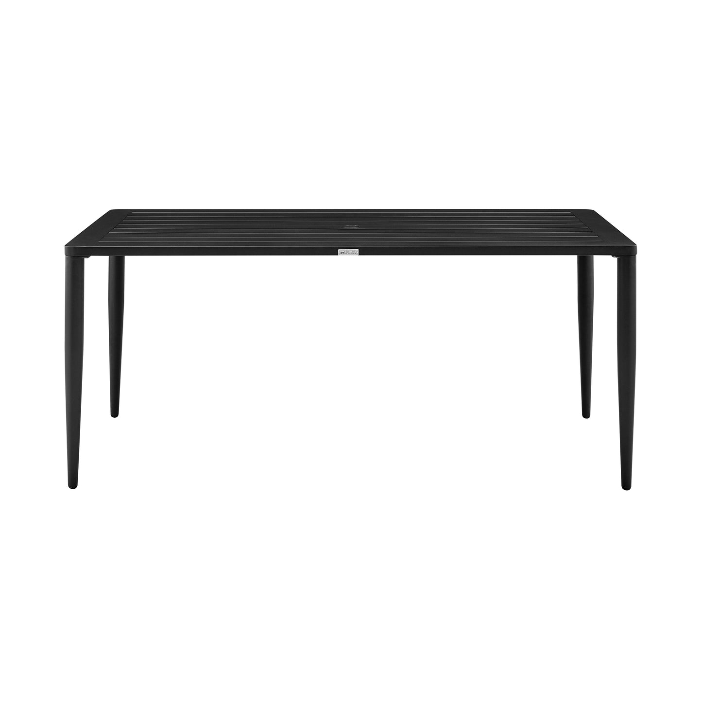 Beowulf Patio 5-Piece Dining Table Set in Aluminum and Teak with Grey Cushions
