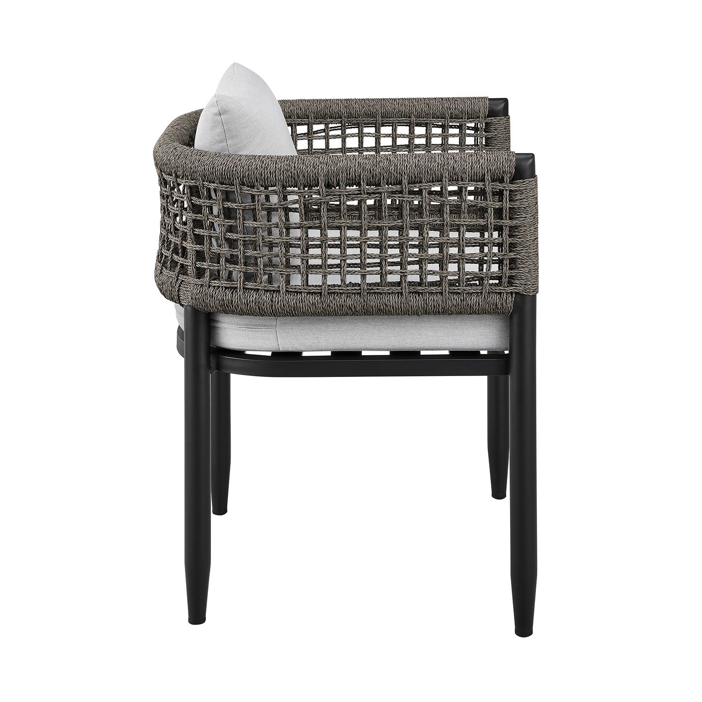 Felicia Patio 7-Piece Dining Table Set in Aluminum with Grey Rope and Cushions