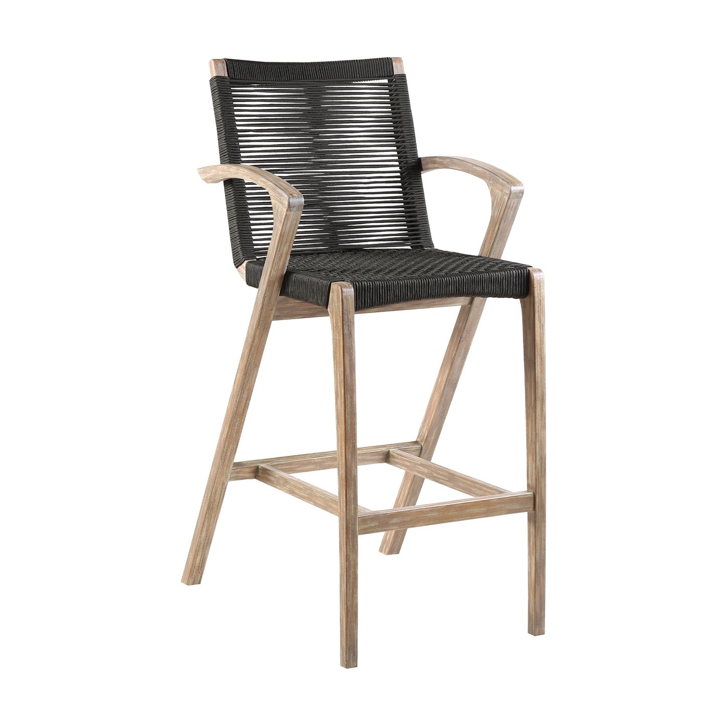 Nabila Light Eucalyptus Wood and Charcoal Rope Counter and Bar Stool