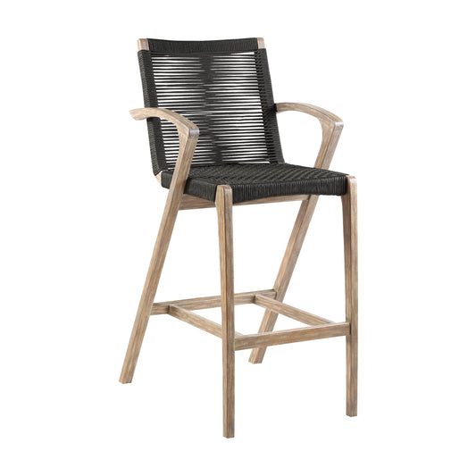 Nabila Light Eucalyptus Wood and Charcoal Rope Counter and Bar Stool