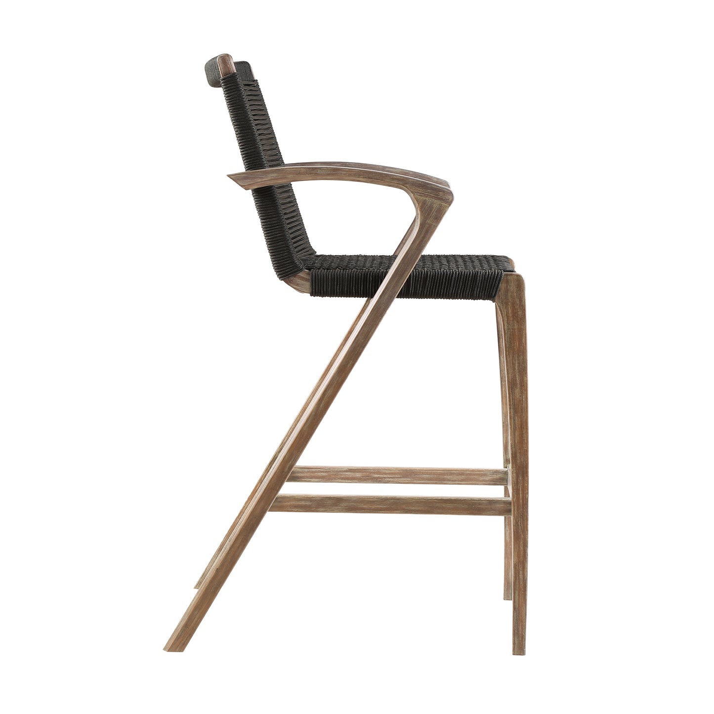 Nabila Light Eucalyptus Wood and Charcoal Rope Counter and Bar Stool
